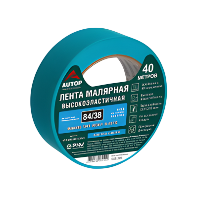 Лента малярная AUTOP 84/38 высокоэластичная (светло-синяя) 38 мм x 40 м (24 шт в коробке) цена за 1 шт Лента малярная AUTOP 84/38 высокоэластичная (светло-синяя) 38 мм x 40 м (24 шт в коробке) цена за 1 шт