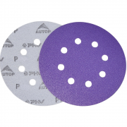 Круг абразивный AUTOP диаметр 125 мм. 8 отв 0180 фиолетовый (90/125) 50 штук в коробке. цена за 1 шт