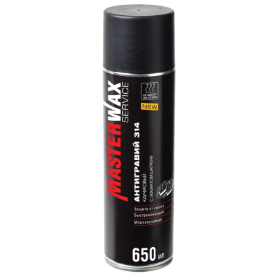 Антигравийное покрытие MasterWax(314) с эффектом шагрени (аэрозоль) 650мл черный НОВИНКА Антигравийное покрытие MasterWax(314) с эффектом шагрени (аэрозоль) 650мл черный НОВИНКА