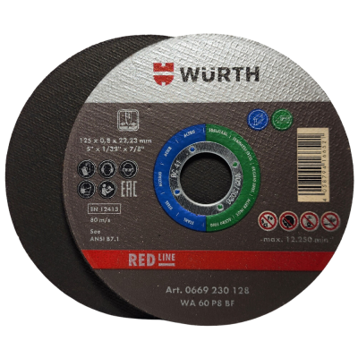 Круг отрезной d 125x0.8 мм.. прямой. RED LINE. нерж.сталь WURTH (0669230128) Круг отрезной d 125x0.8 мм.. прямой. RED LINE. нерж.сталь WURTH (0669230128)