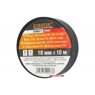 Изолента ПВХ 18мм х 10м чёрная STARTUL(ST9047-1) Изолента ПВХ 18мм х 10м чёрная STARTUL(ST9047-1)