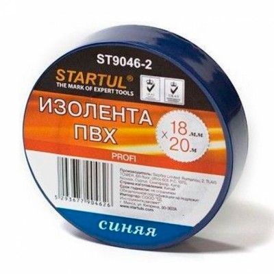 Изолента ПВХ 18мм х 10м синяя STARTUL(ST9047-2) Изолента ПВХ 18мм х 10м синяя STARTUL(ST9047-2)