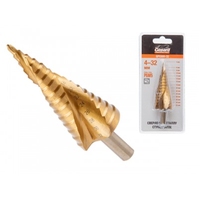 Сверло по металлу ступенчатое 4-32 мм GEPARD (GP0300-32) Сверло по металлу ступенчатое 4-32 мм GEPARD (GP0300-32)