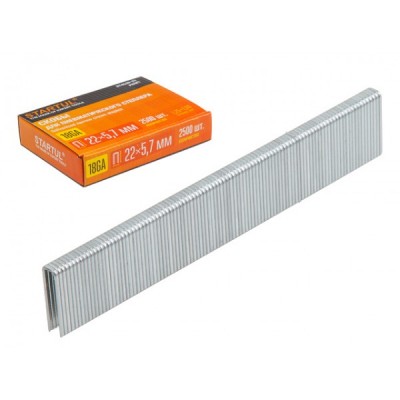 Скобы тип 18GA 22мм (2500шт) STARTUL PROFI (ST4520-22) (для пневмостеплера. сечение 1.25х1.00мм ширина скобы 5.7мм) Скобы тип 18GA 22мм (2500шт) STARTUL PROFI (ST4520-22) (для пневмостеплера. сечение 1.25х1.00мм ширина скобы 5.7мм)