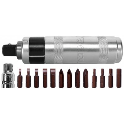 Отвертка ударная + 15 бит Yato.(YT-28015) Отвертка ударная + 15 бит Yato.(YT-28015)