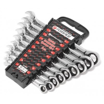 Набор ключей комбинированных трещоточных 9пр. в пластиковом держателе (F-51092) Набор ключей комбинированных трещоточных 9пр. в пластиковом держателе (F-51092)